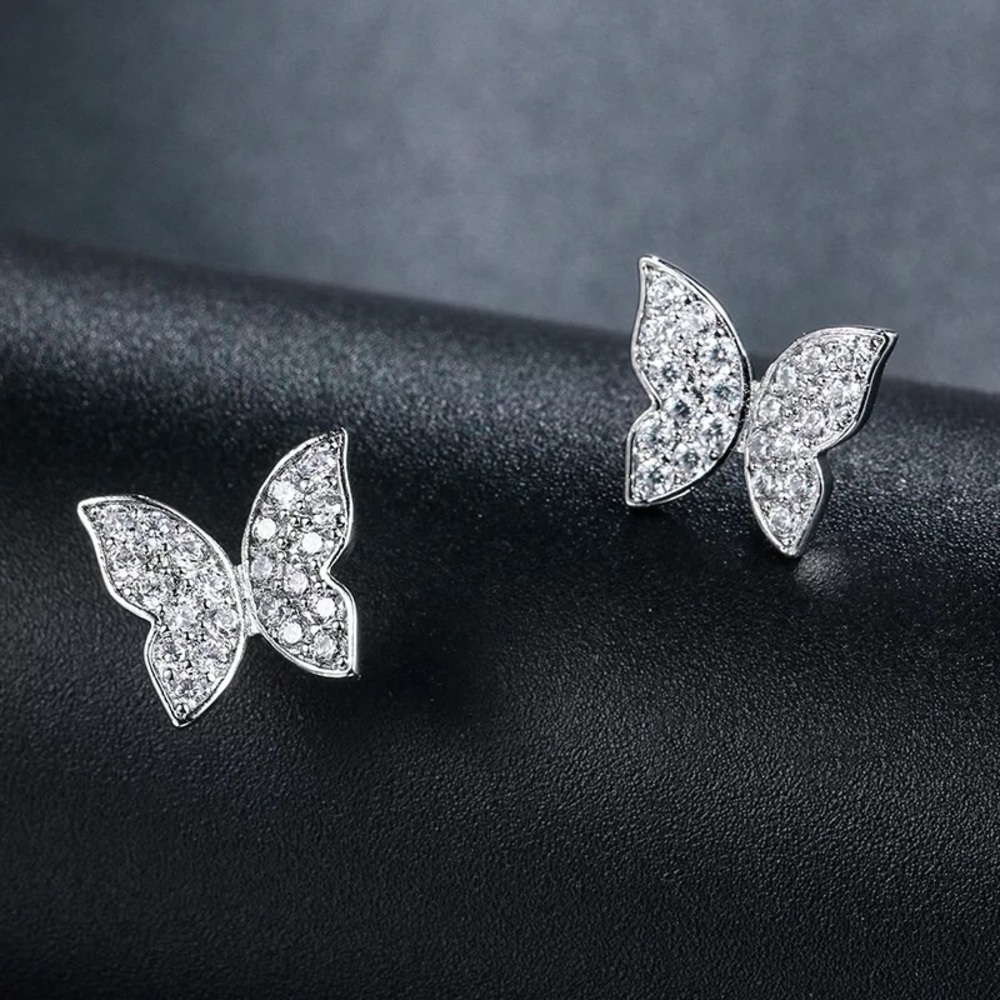 New Butterfly 925 Sterling Silver Stud Earrings set